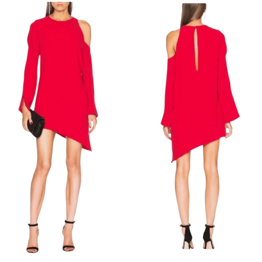 Iro Awati Asymmetrical Poppy Red Mini Dress